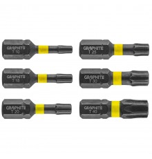 Ударные биты GRAPHITE 56H541 TX10-TX40, 25 мм, сталь S2, для шуруповертов и отверток