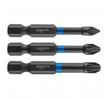 Ударные биты GRAPHITE 56H542 PZ1/PZ2/PZ3, 50 мм, сталь S2, для шуруповерта и ударной отвертки