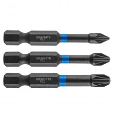 Ударные биты GRAPHITE 56H542 PZ1/PZ2/PZ3, 50 мм, сталь S2, для шуруповерта и ударной отвертки