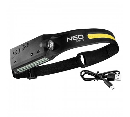 Фонарь Neo Tools 99-097, налобный, аккумуляторный, сенсорный, 350 лм