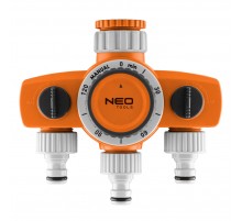 Механический таймер воды Neo Tools 15-750 для сада с 3 выходами, регулируемое время полива от 15 до 120 минут