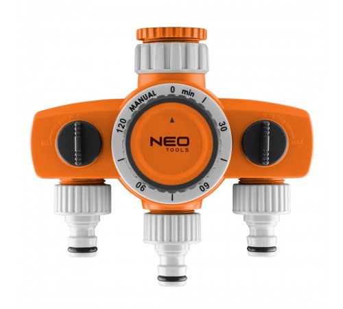 Механический таймер воды Neo Tools 15-750 для сада с 3 выходами, регулируемое время полива от 15 до 120 минут