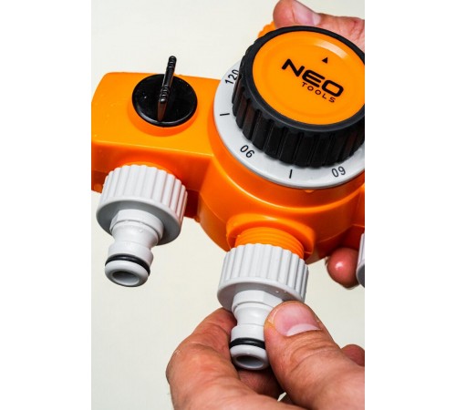 Механический таймер воды Neo Tools 15-750 для сада с 3 выходами, регулируемое время полива от 15 до 120 минут