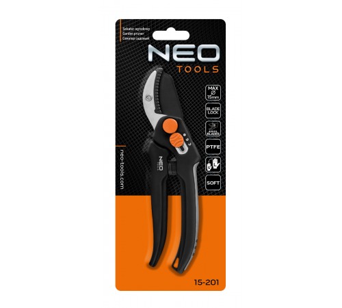 Секатор Neo Tools 15-201 с наковальней 185 мм – для обрезки веток и кустов