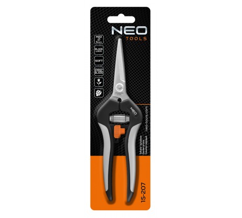 Секатор Neo Tools 185 мм, арт. 15-207 – для нежных растений и точной обрезки