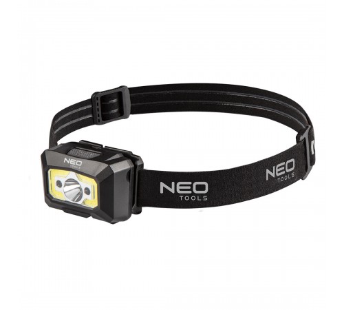 Налобный фонарь Neo Tools 99-073, COB LED, 250 лм, с датчиком движения, красный свет