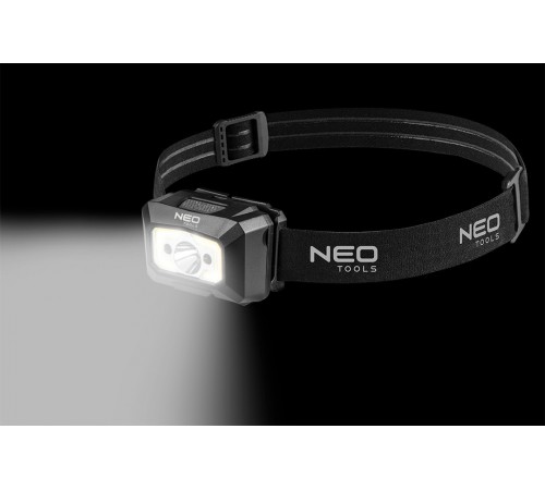 Налобный фонарь Neo Tools 99-073, COB LED, 250 лм, с датчиком движения, красный свет
