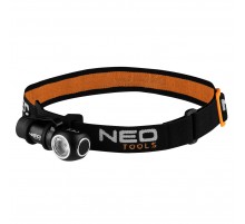 Налобный фонарь Neo Tools 90-027 с 4 режимами, дальность 90 м, зарядка через USB