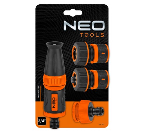 Комплект для полива Neo Tools 15-711 с прямым дождевателем и соединителями 3/4