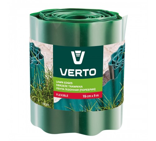 Бордюрная лента VERTO 15G511, 9 м х 15 см, зеленая, защита клумб