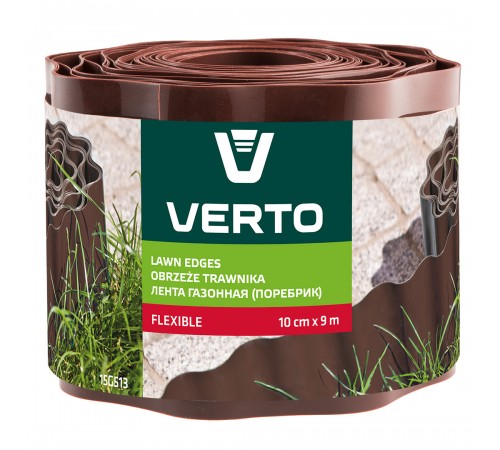 Садовый бордюр VERTO 15G513, 9 м x 10 см, коричневый, гибкий и прочный