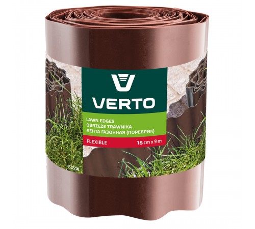 Садовый бордюр VERTO 15G514, 9 м x 15 см, коричневый, гибкий и прочный