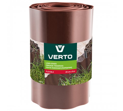 Бордюр для газонов VERTO 15G515, 9 м x 20 см, пластиковый, коричневый