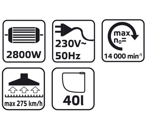 Садовый пылесос Verto 15G802 с функцией выдува и мульчирования, 2800 Вт, мусоросборник 40 л.