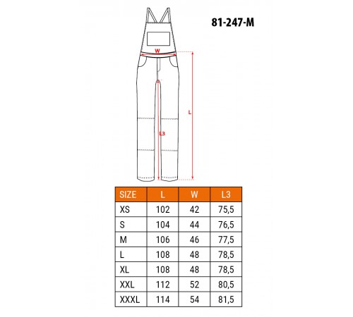 Рабочий полукомбинезон Neo Tools 81-247 PREMIUM, 100% хлопок XS