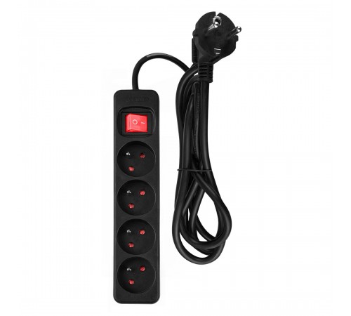 Удлинитель 1,5 м Neo Tools 90-184, 4 розетки, черный, с выключателем ON/OFF