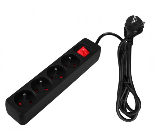 Удлинитель 1,5 м Neo Tools 90-184, 4 розетки, черный, с выключателем ON/OFF