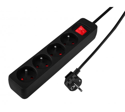 Удлинитель 1,5 м Neo Tools 90-184, 4 розетки, черный, с выключателем ON/OFF