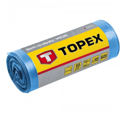 Мешки для мусора TOPEX 23B259, 240 л, синие, 10 шт., размер 120x150 см, ПВД