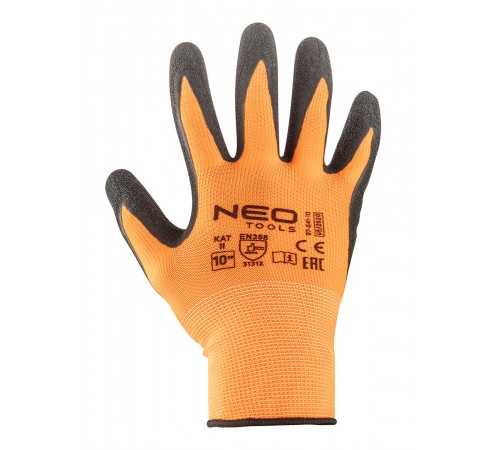 Перчатки рабочие NEO 97-641, полиэстер с латексом, защита рук, размеры 8-10 XXL